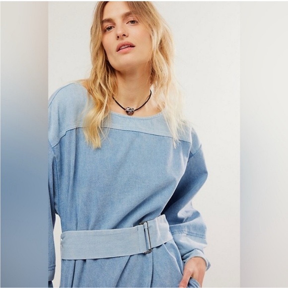 NWOT Free People Ora Denim Mini Dress - Picture 2 of 3